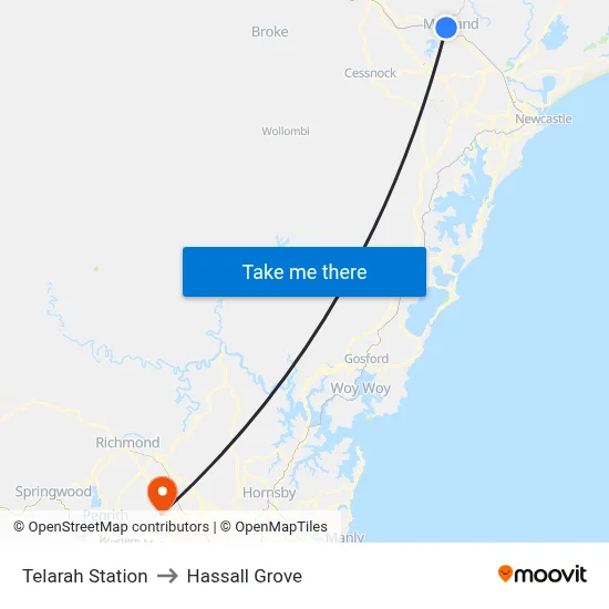 Telarah Station to Hassall Grove map