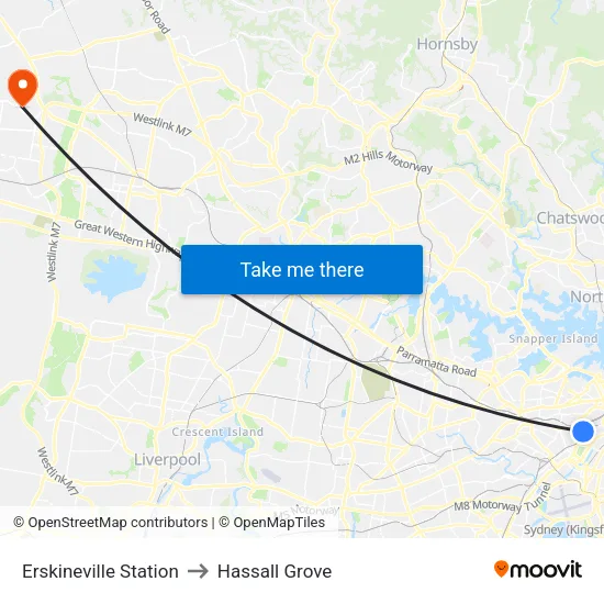 Erskineville Station to Hassall Grove map
