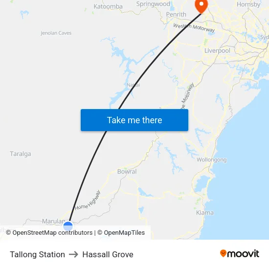 Tallong Station to Hassall Grove map