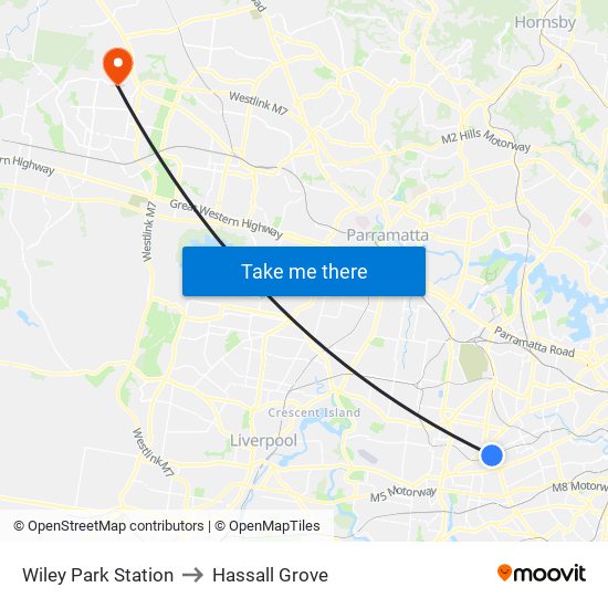 Wiley Park Station to Hassall Grove map