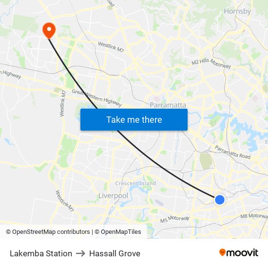 Lakemba Station to Hassall Grove map