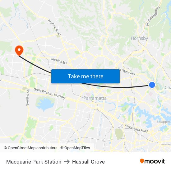 Macquarie Park Station to Hassall Grove map