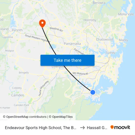 Endeavour Sports High School, The Boulevarde to Hassall Grove map