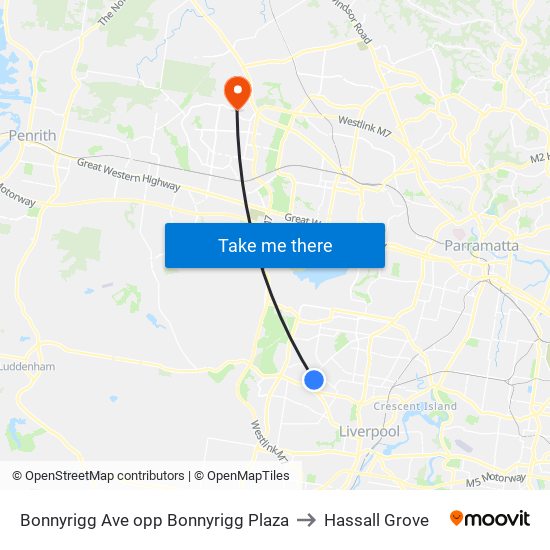 Bonnyrigg Ave opp Bonnyrigg Plaza to Hassall Grove map