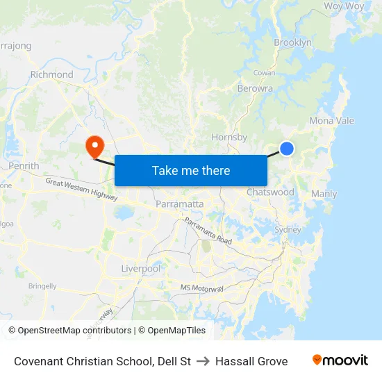 Covenant Christian School, Dell St to Hassall Grove map