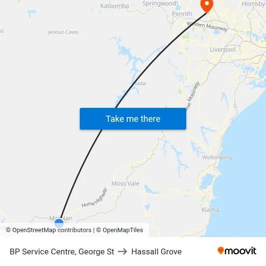 BP Service Centre, George St to Hassall Grove map