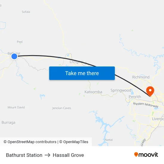Bathurst Station to Hassall Grove map