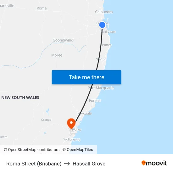 Brisbane Station to Hassall Grove map