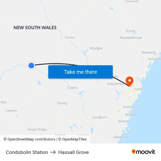 Condobolin Station to Hassall Grove map