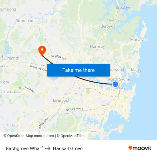 Birchgrove Wharf to Hassall Grove map
