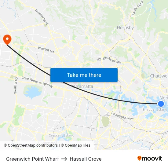 Greenwich Point Wharf to Hassall Grove map