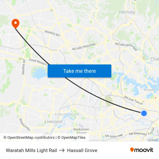 Waratah Mills Light Rail to Hassall Grove map