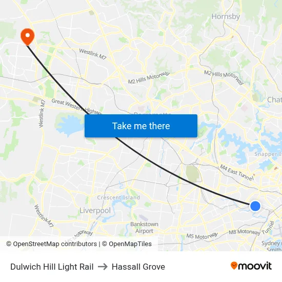 Dulwich Hill Light Rail to Hassall Grove map