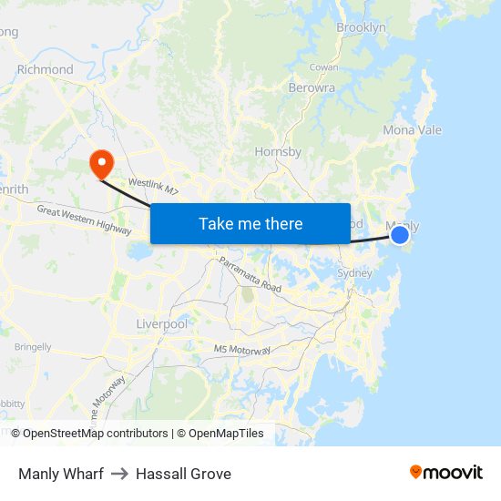 Manly Wharf to Hassall Grove map