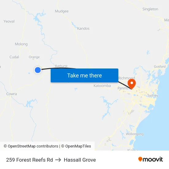 259 Forest Reefs Rd to Hassall Grove map