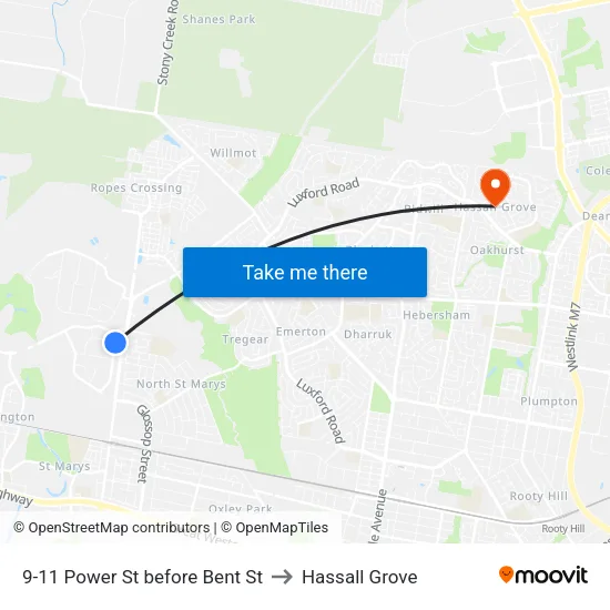 9-11 Power St before Bent St to Hassall Grove map