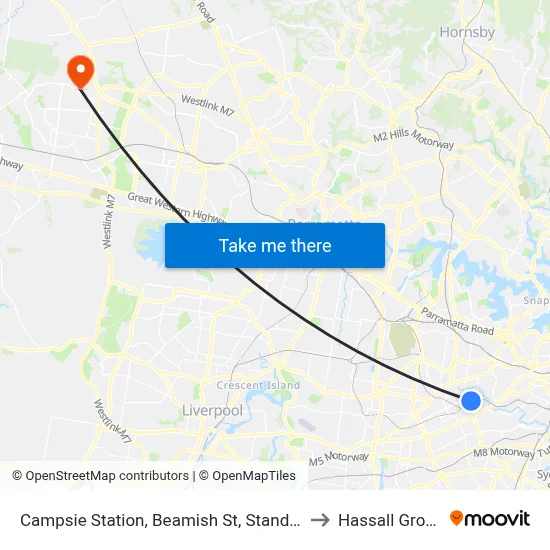 Campsie Station, Beamish St, Stand B to Hassall Grove map