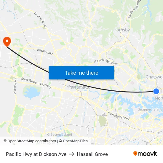 Pacific Hwy at Dickson Ave to Hassall Grove map