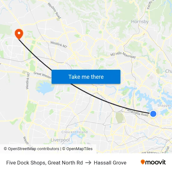 Five Dock Shops, Great North Rd to Hassall Grove map