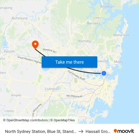 North Sydney Station, Blue St, Stand C to Hassall Grove map