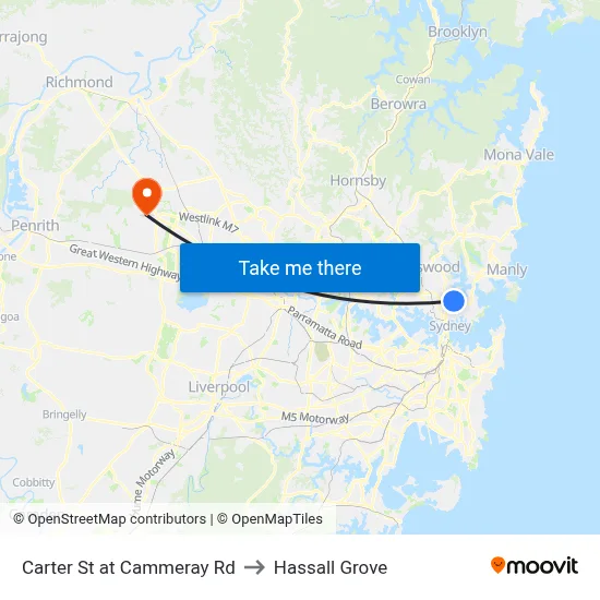 Carter St at Cammeray Rd to Hassall Grove map
