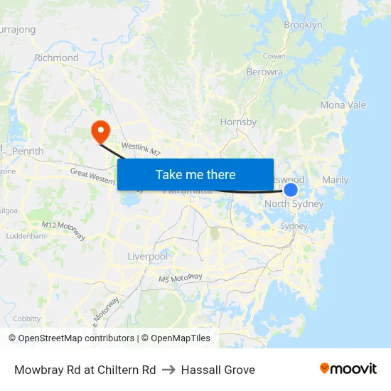 Mowbray Rd at Chiltern Rd to Hassall Grove map