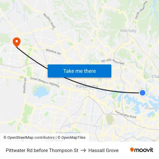 Pittwater Rd before Thompson St to Hassall Grove map