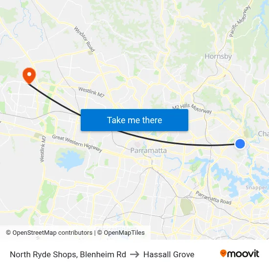 North Ryde Shops, Blenheim Rd to Hassall Grove map