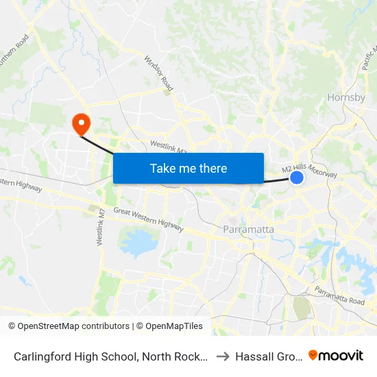 Carlingford High School, North Rocks Rd to Hassall Grove map