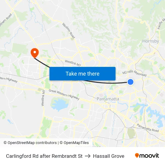 Carlingford Rd after Rembrandt St to Hassall Grove map