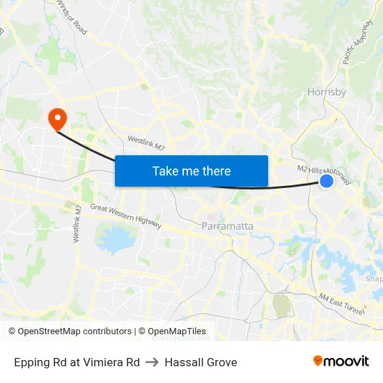Epping Rd at Vimiera Rd to Hassall Grove map