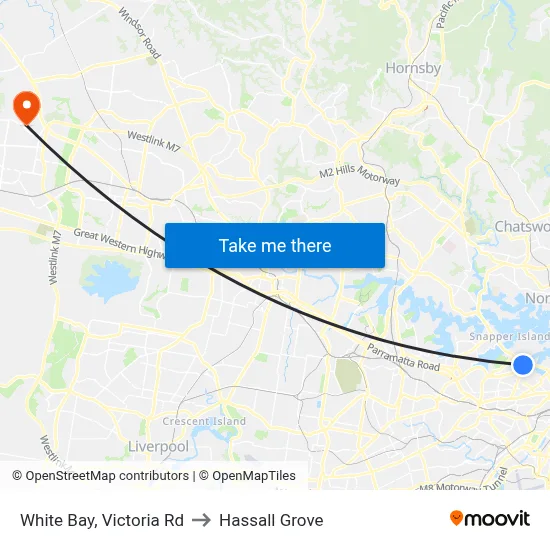 White Bay, Victoria Rd to Hassall Grove map