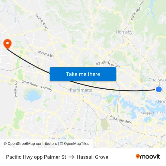 Pacific Hwy opp Palmer St to Hassall Grove map