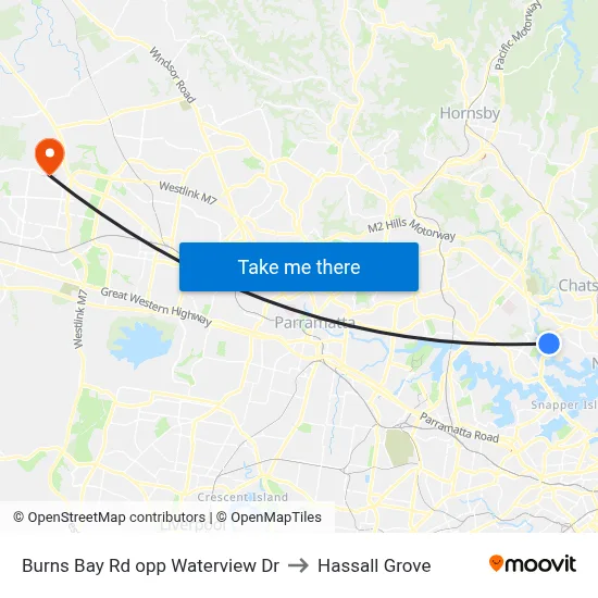 Burns Bay Rd opp Waterview Dr to Hassall Grove map
