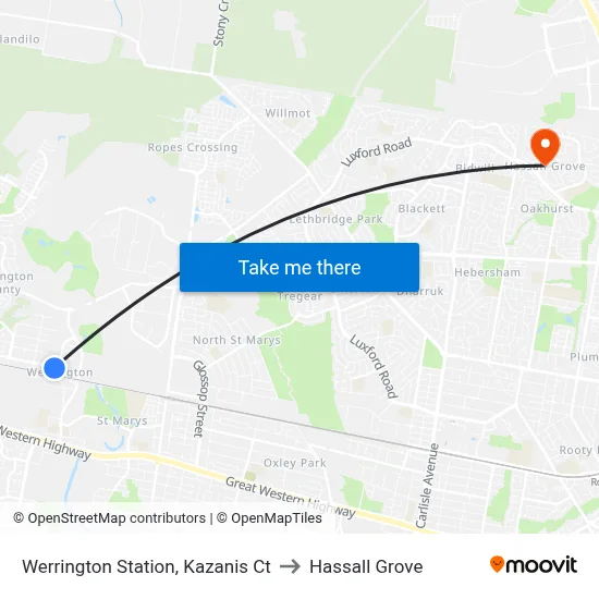 Werrington Station, Kazanis Ct to Hassall Grove map