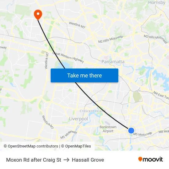 Moxon Rd after Craig St to Hassall Grove map