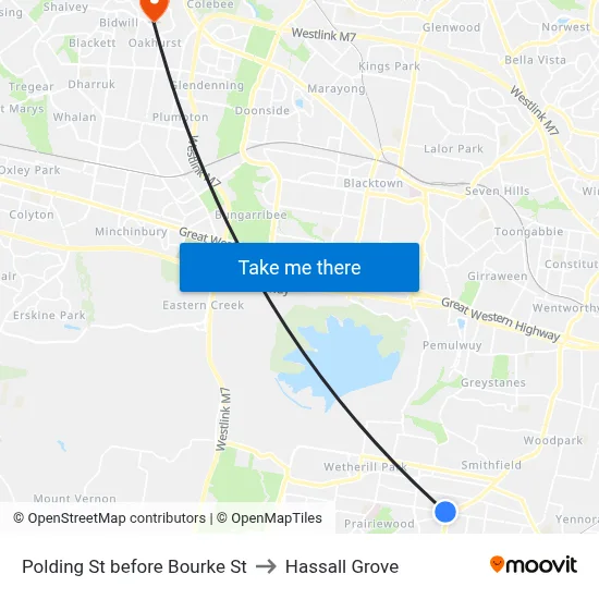 Polding St before Bourke St to Hassall Grove map