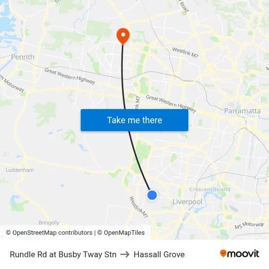 Rundle Rd at Busby Tway Stn to Hassall Grove map