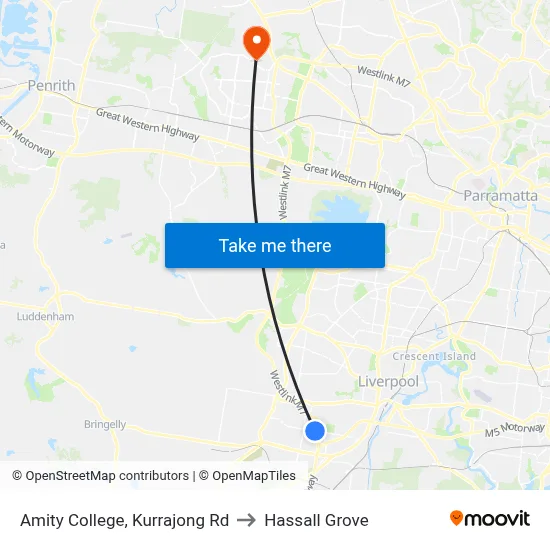 Amity College, Kurrajong Rd to Hassall Grove map