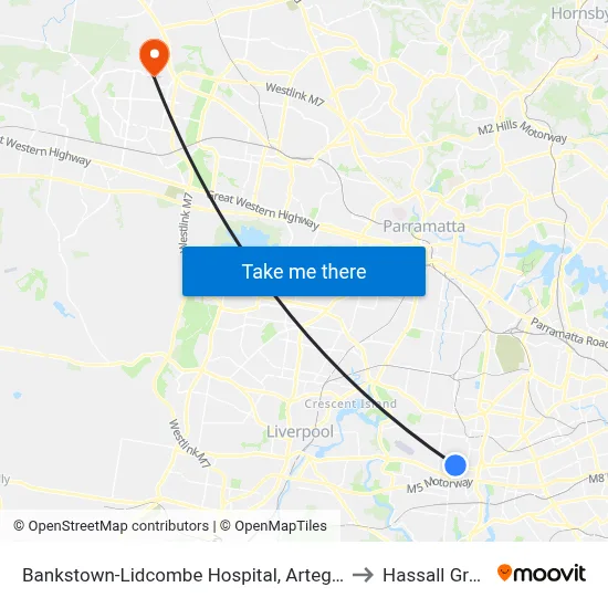 Bankstown-Lidcombe Hospital, Artegall St to Hassall Grove map