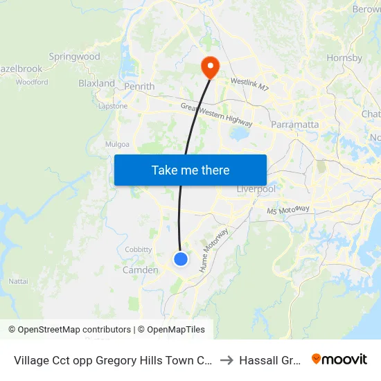 Village Cct opp Gregory Hills Town Centre to Hassall Grove map