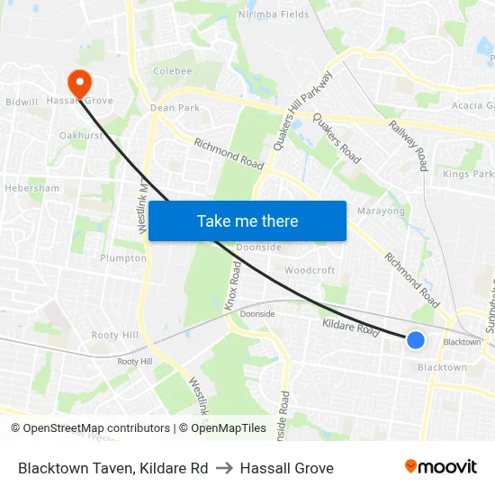 Blacktown Taven, Kildare Rd to Hassall Grove map