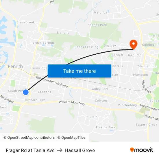 Fragar Rd at Tania Ave to Hassall Grove map