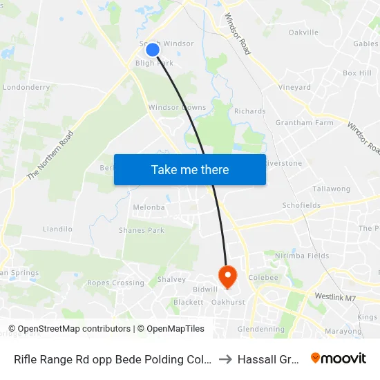 Rifle Range Rd opp Bede Polding College to Hassall Grove map