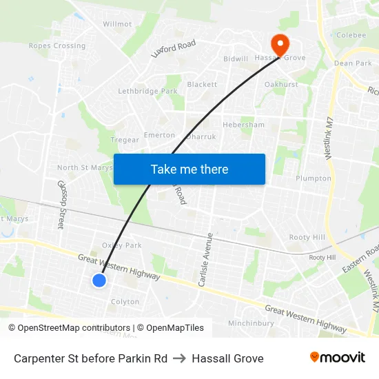 Carpenter St before Parkin Rd to Hassall Grove map