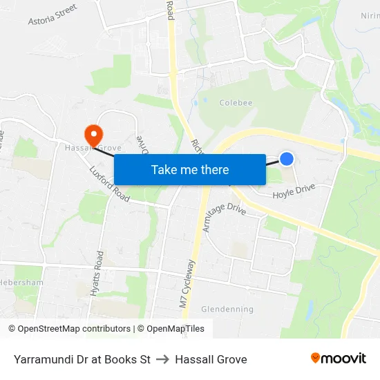 Yarramundi Dr at Books St to Hassall Grove map