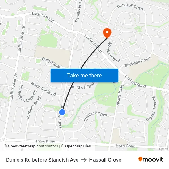 Daniels Rd before Standish Ave to Hassall Grove map