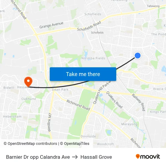 Barnier Dr opp Calandra Ave to Hassall Grove map