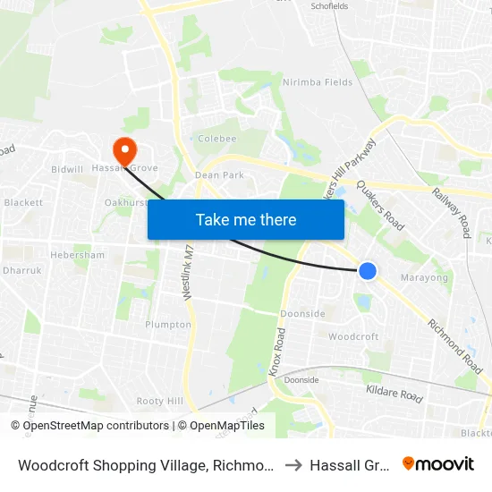 Woodcroft Shopping Village, Richmond Rd to Hassall Grove map