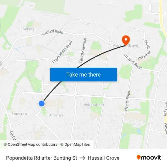 Popondetta Rd after Bunting St to Hassall Grove map